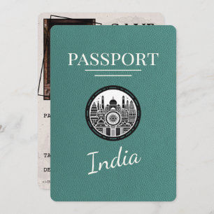 Turkos Indien Passport Save-datum Spara Datumet