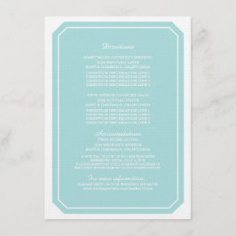 Turkos-informationskort för Elegant Tilläggskort