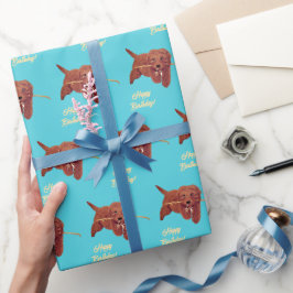 Turkos inslagspapper med Golden Doodle Presentpapper