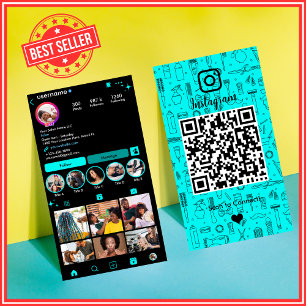 Turkos Instagram Salong QR Sociala Medier Visitkort