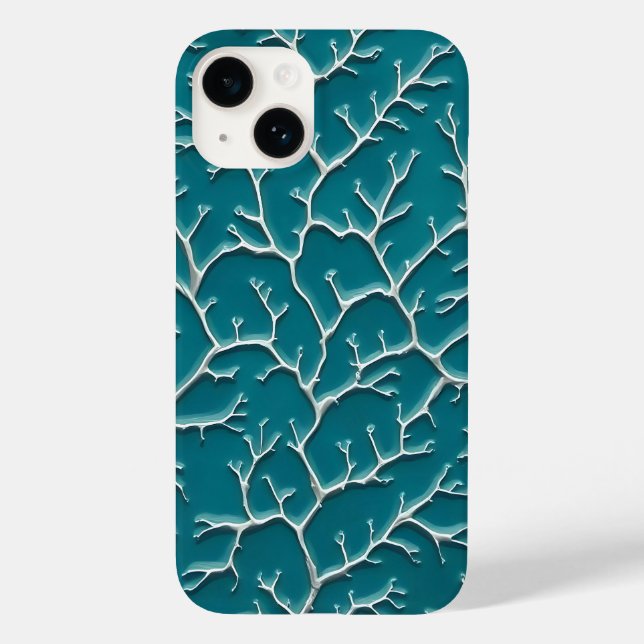 Turkos iPhone-fodral med ådringsstruktur (Baksida)