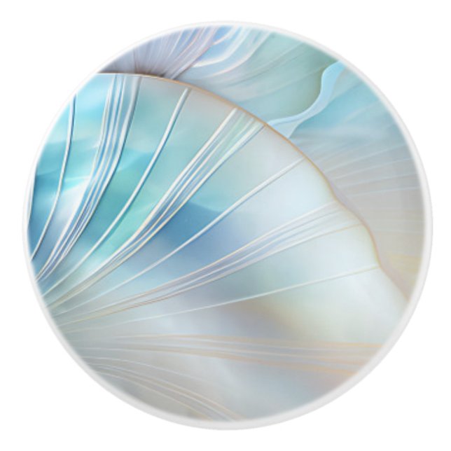 Turkos Iridescerande Holografiska Skal Knopp (Framsidan)