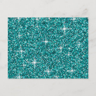 Turkos iriserande glitter vykort