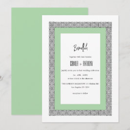 Turkos Islamic Geometric Gräns Bröllop Inbjudningar