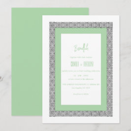 Turkos Islamic Geometric Gräns Bröllop Inbjudningar