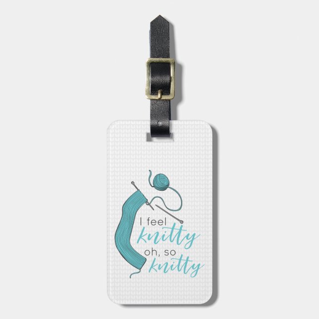 Turkos, jag känner Knitty.. Bagagebricka (Vertikal Framsida)