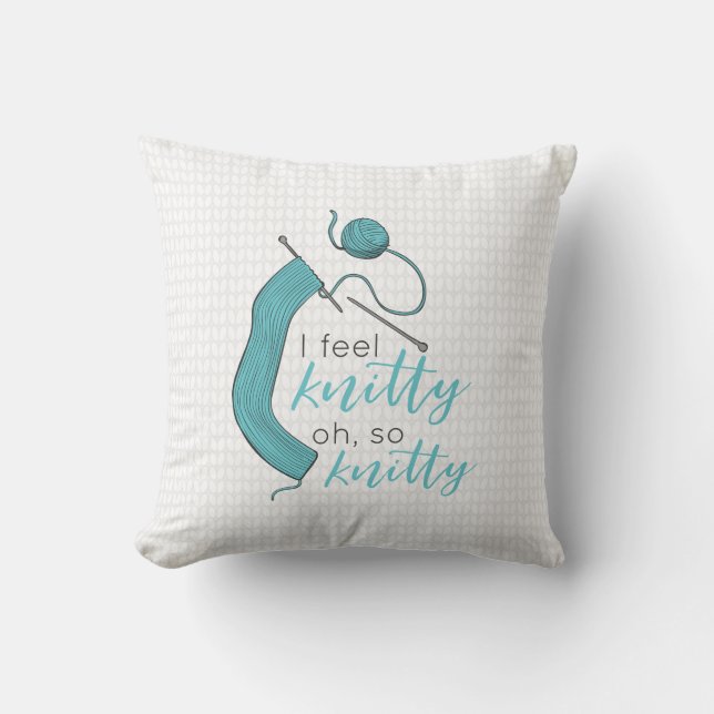Turkos, jag känner Knitty.. Kudde (Framsida)