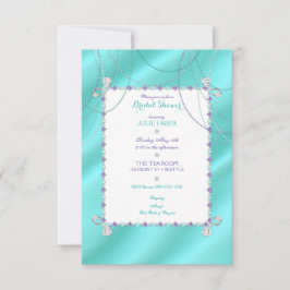 Turkos Juveler Diamanter Pärlor Ametist på Satin Inbjudningar