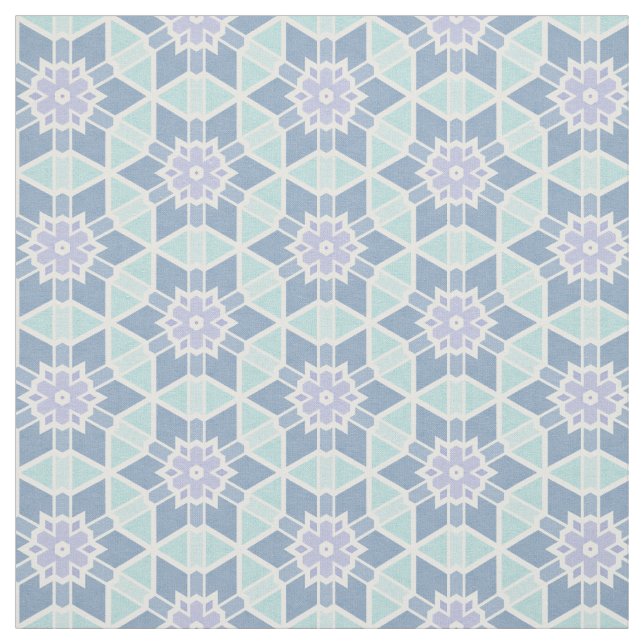 Turkos Kaleidoscope Geometric Flower Mönster Tyg (Provkarta)