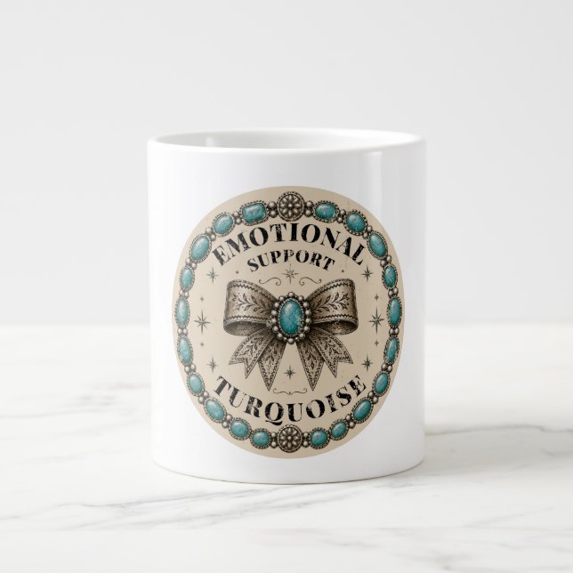Turkos känslomässigt stöd västerländsk design jumbo mugg (Framsidan)