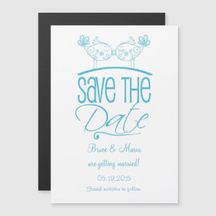 Turkos Kissing Birds Magnetic Save Date Magnetisk Inbjudningskort