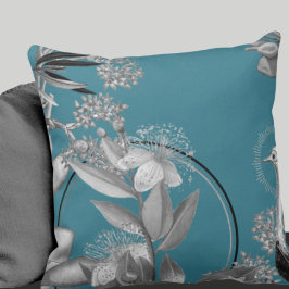 Turkos konstnärlig blommig design kastkudde kudde
