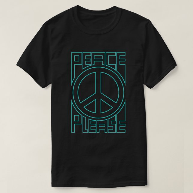 Turkos konturskrift med 'Peace Please' T Shirt (Design framsida)