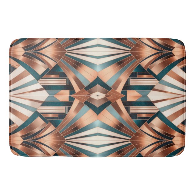 Turkos Koppar Geometrisk Skyskrapa Neo Art Deco Badrumsmatta (Framsidan)