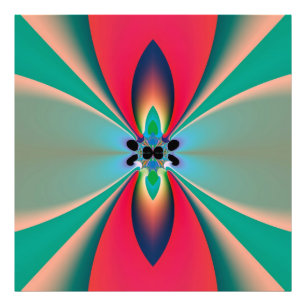 Turkos Korall Spegel Symmetrisk Abstrakt Konst Fototryck