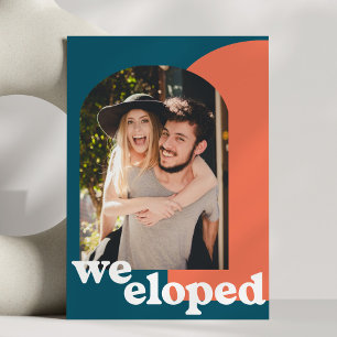 Turkos Korallbåge Foto Vi Gifte Oss Bröllopsfirand Meddelande