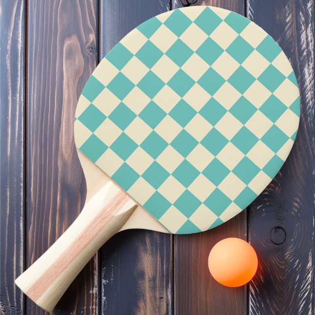 Turkos & Kräm Schackrutig Pingisracket (Skapare uppladdad)