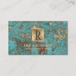 Turkos & kricka för initial vintage för Monogram Visitkort