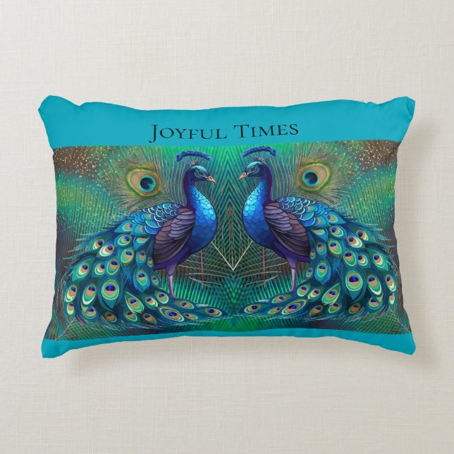 Turkos kudde Påfågel design (Framsidan)