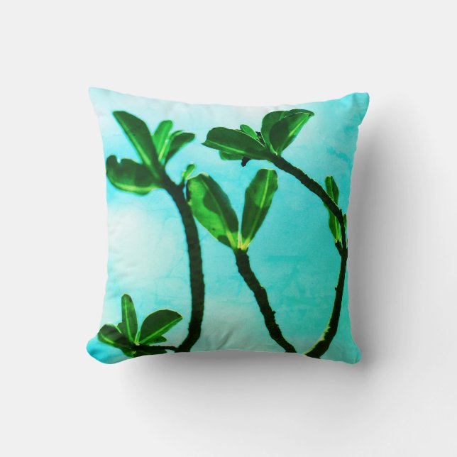 Turkos Kudu Lilja Blad Kuddslip Pillow Kudde (Framsida)