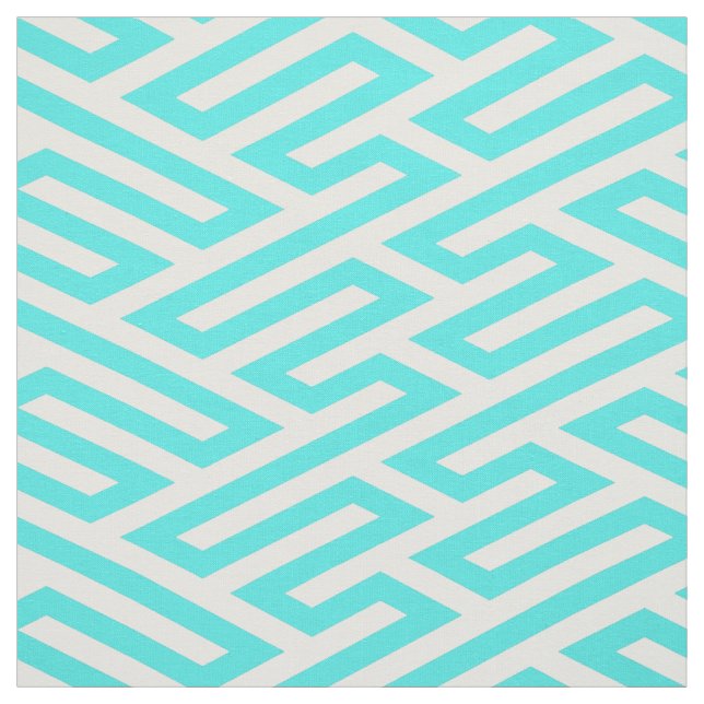Turkos labyrint Maze Geometric Tyg (Provkarta)