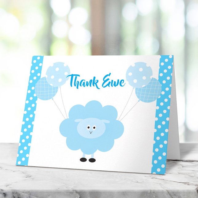 Turkos Lamb Balloons Boy Shower Cute Sweet Tack Kort (Skapare uppladdad)