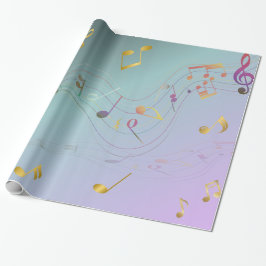 Turkos & Lavendel Färgövergångs Musiknoter Presentpapper