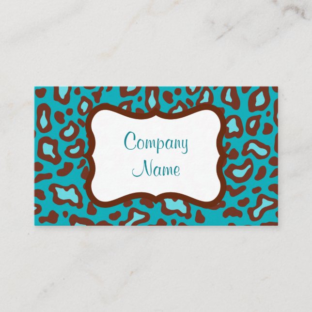 Turkos Leopardy Businesskort Visitkort (Framsida)