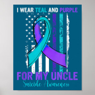 Turkos Lila Band Suicide Awareness Flagga Farbror Poster