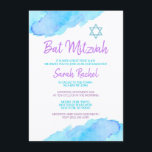 Turkos Lila Bat Mitzvah Inbjudningar<br><div class="desc">Lila Turkos Bat Mitzvah</div>