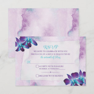 Turkos Lila Blue Dendrobium Orchid Bröllop OSA Kort