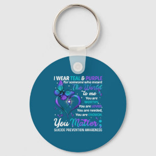 Turkos Lila Dig Suicide Prevention Awareness Month Nyckelring