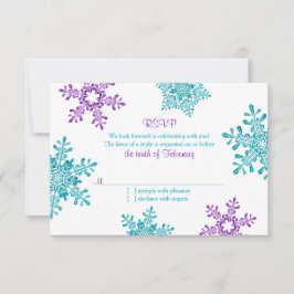 Turkos Lila Snöflinga Vinter Bröllop RSVP OSA Kort