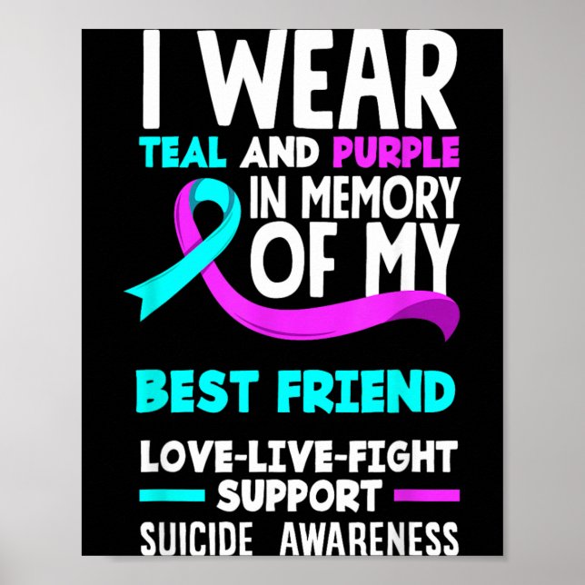 Turkos Lila Till Minne Av Bästa Vän Suicide Poster (Framsidan)