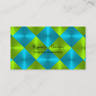 Turkos Lime Metallic look Diamond Tiles Visitkort
