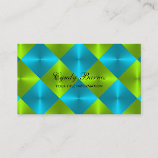 Turkos Lime Metallic look Diamond Tiles Visitkort