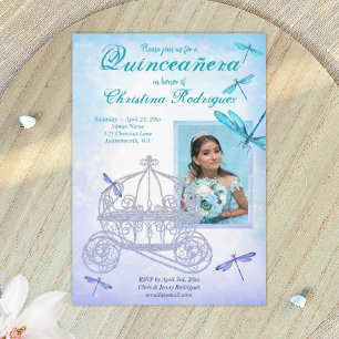 Turkos, Ljusblå Quinceañera Inbjudningar