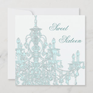 Turkos Ljuskrona Sweet Sixteen Festinbjudan Inbjudningar