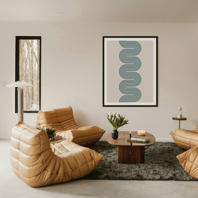 Turkos Lombard Vågiga Linjer Modern Minimalistisk  Poster (Skapare uppladdad)