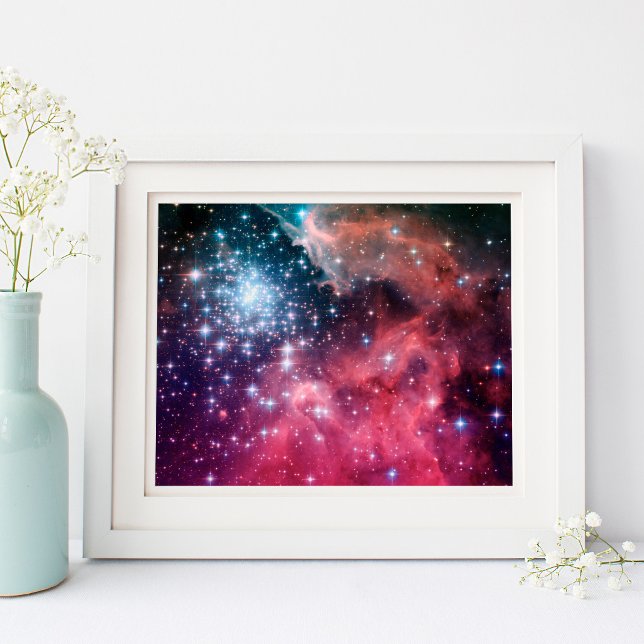 Turkos Magenta Ombre Stjärnor Poster (Teal Magenta Ombre Stars Poster)