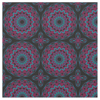 Turkos-Magenta på Black Kaleidoeart Tyg