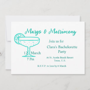 Turkos Margs & Matrimony Tequilaglas bachelor Inbjudningar