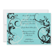 Turkos med Black Swirl bröllopsinbjudan