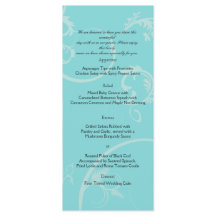 Turkos med Black Swirl Flourish Bröllop Menu