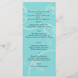 Turkos med Black Swirl Flourish Bröllop Menu Meny