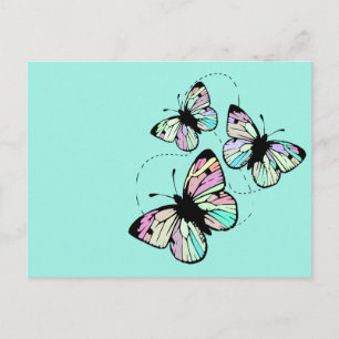 Turkos med Butterflies vycard Vykort