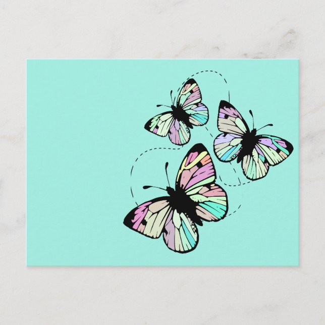 Turkos med Butterflies vycard Vykort (Framsida)