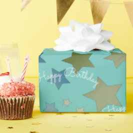 Turkos med färgstark stjärna Mönster Presentpapper