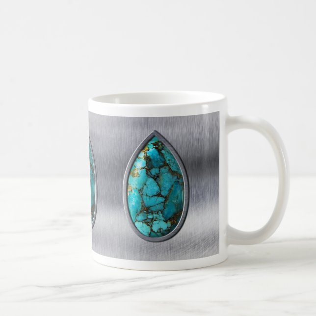 Turkos med Silver Bezel Kaffemugg (Höger)