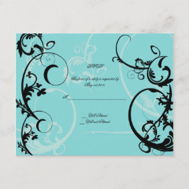 Turkos med svart swirl-blomning OSA kort
